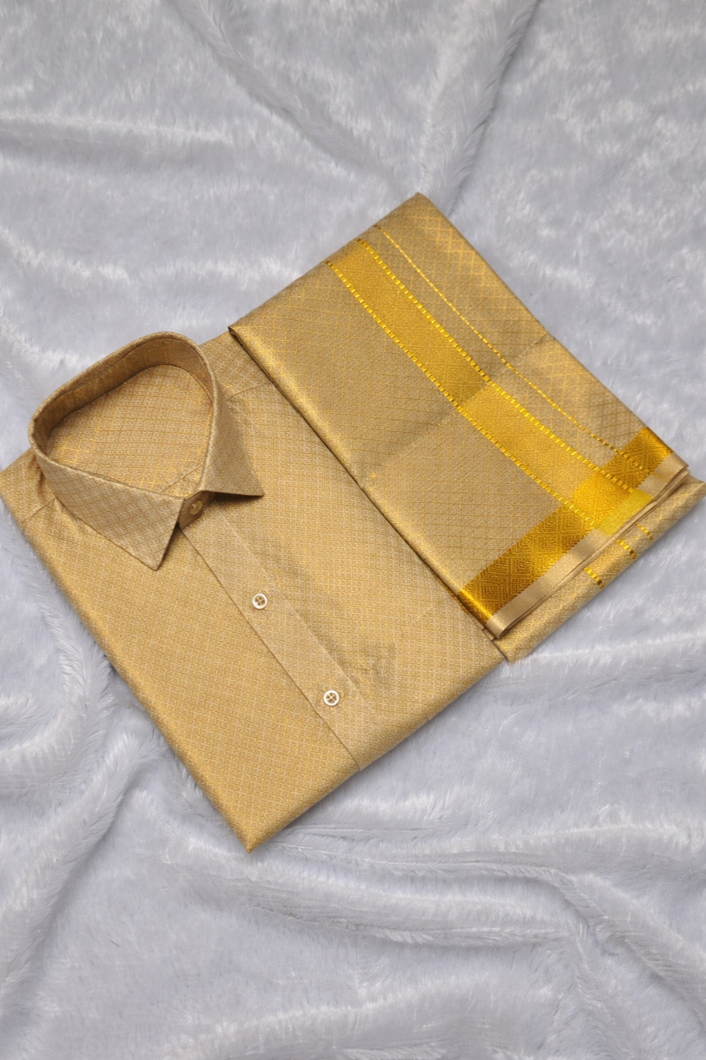 Gold X Pattern - Tissue Silk Jacquard